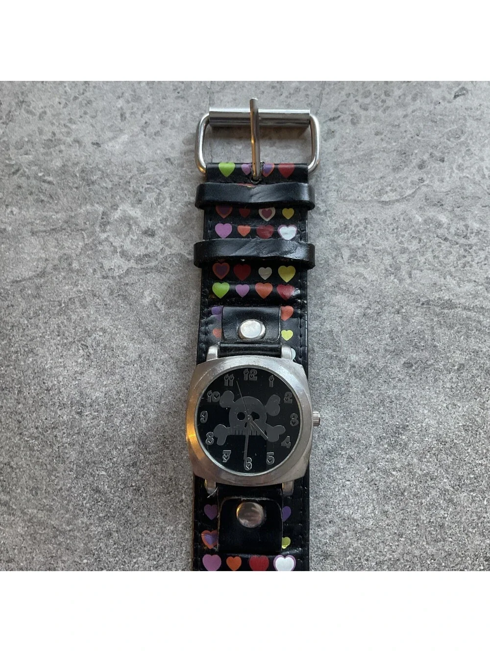 Rock It Womens Watch 40mm “Skull & Cross Bones” Dial Black Leather Band B-S